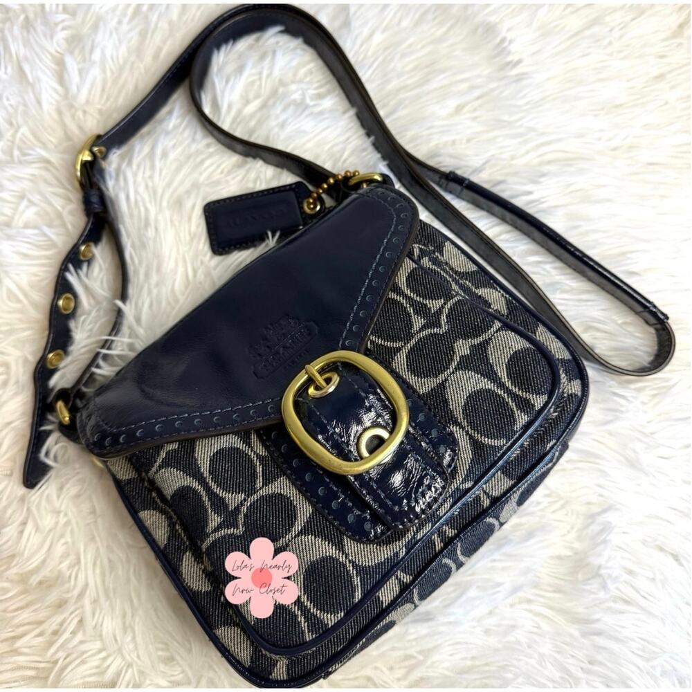 y2k COACH Denim Patent Leather Bleeker Crossbody